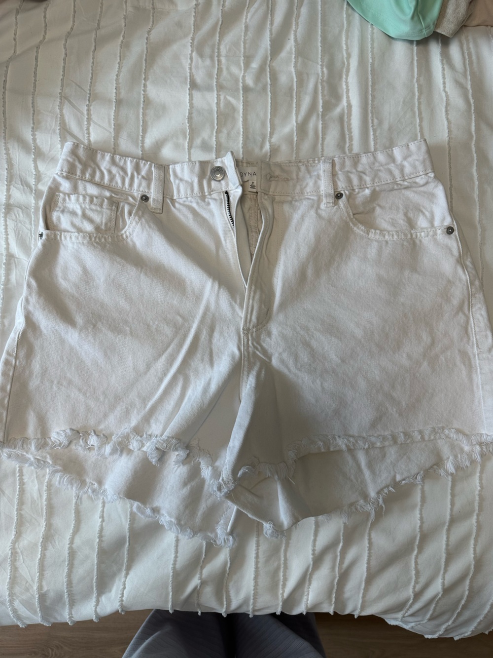 Dynamite White Frayed Hem Denim Shorts